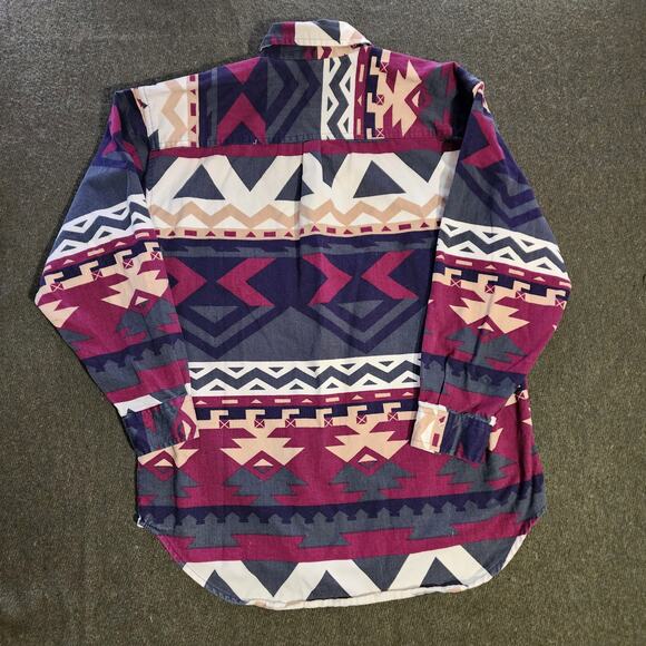 VTG Men's Aztez Flannel New River Size L Cotton Button Up Long Sleeve Southwest - Picture 8 of 8